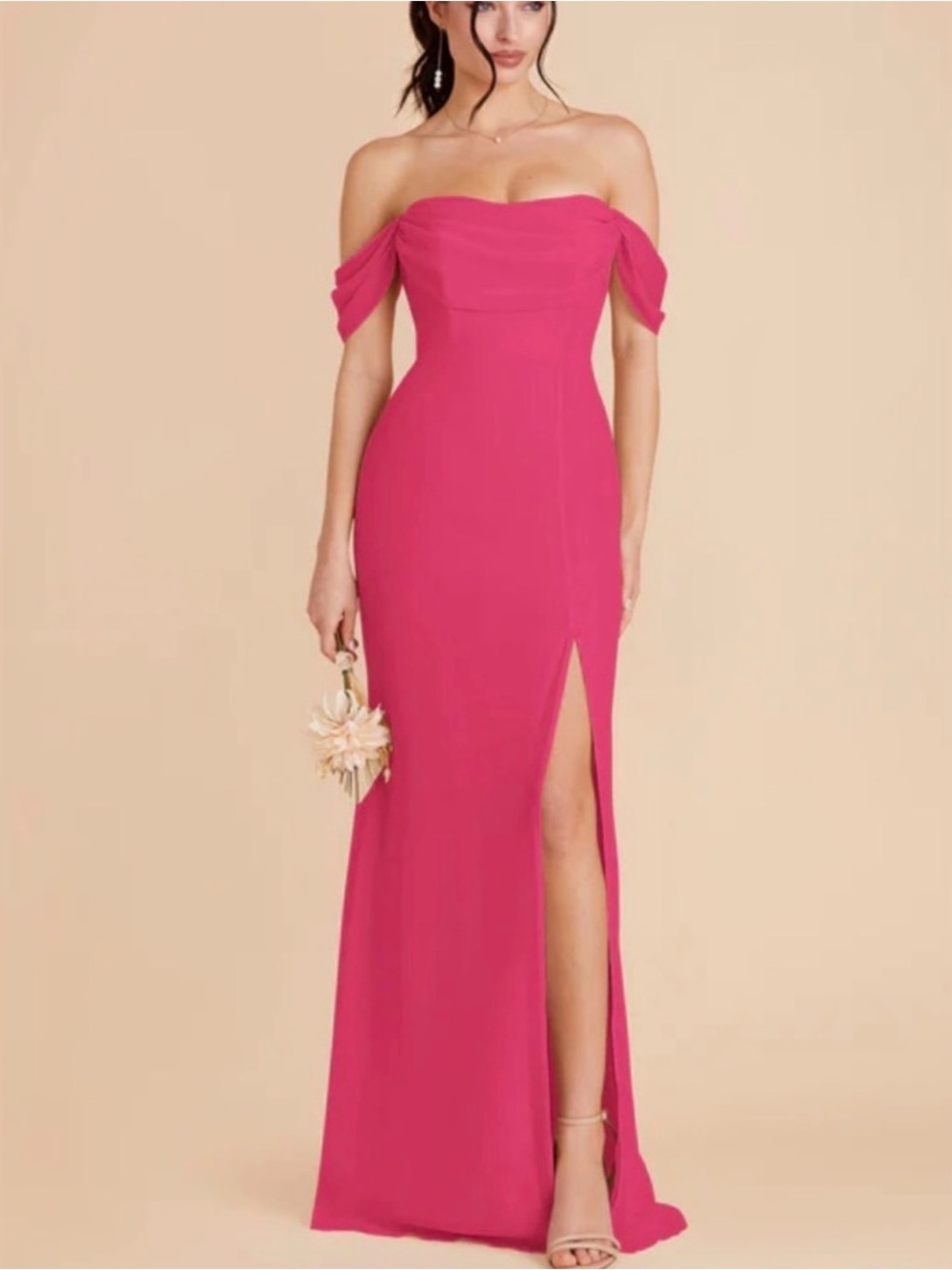 NWT Birdy Grey Mira Convertible Chiffon Maxi Dress with Slit 2XL Fuchsia Pink
